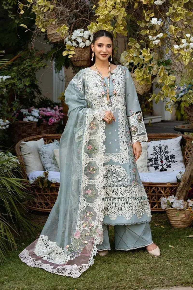 03-Piece Embroidered Lawn Suit With Net Dupatta | Ready To Wear