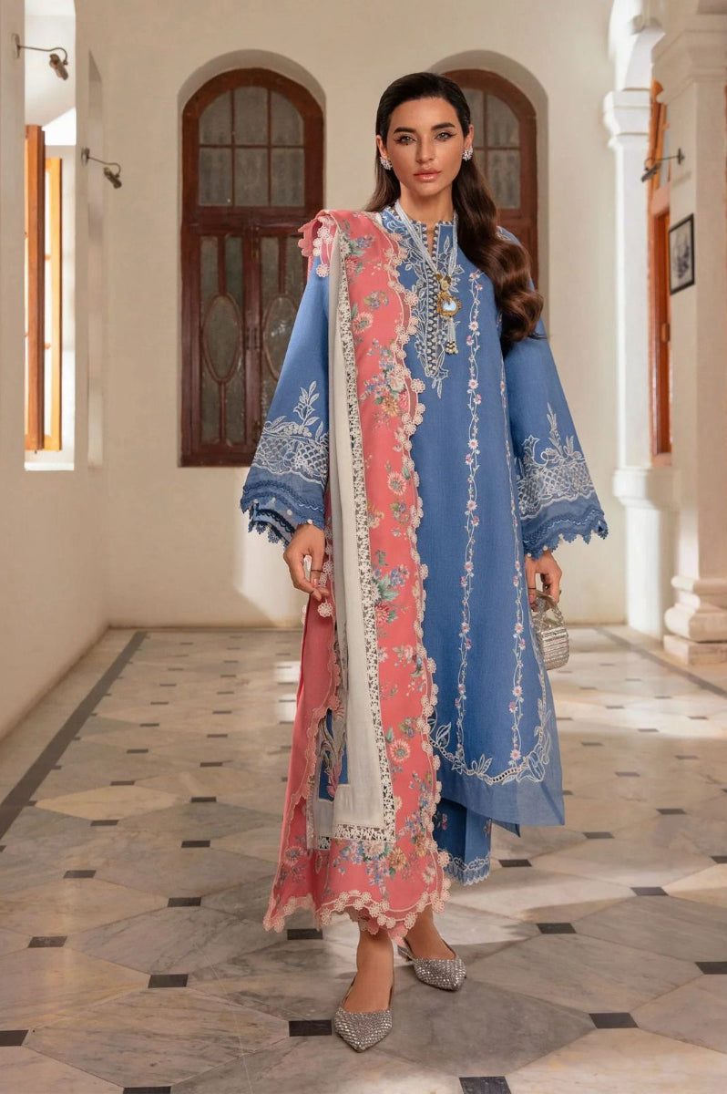 03-Piece Embroidered Lawn Suit With Chiffon Dupatta | Ready To Wear