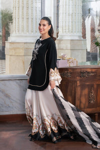Black Pearl & Cream: Floral Silk Suit - Ready To Wear