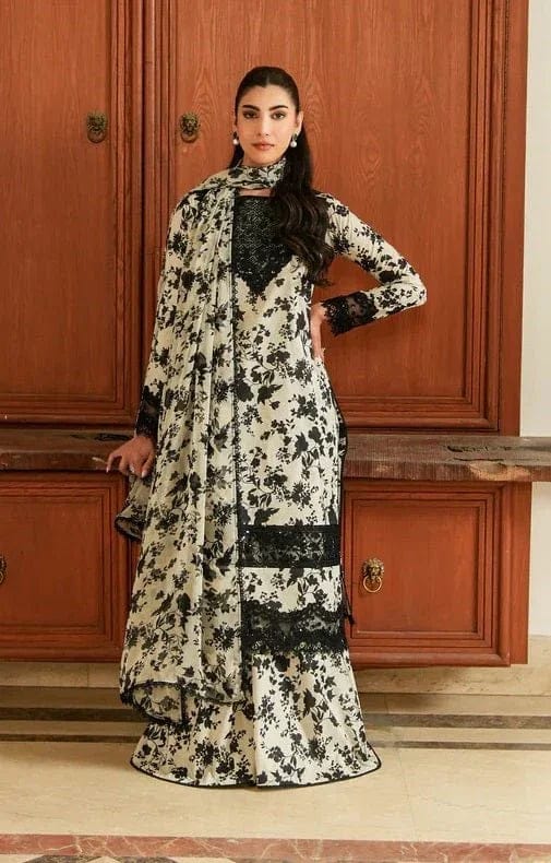 03-Piece Printe Lawn Suit With Embroidery | Ready To Wear