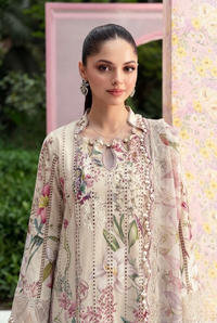 03-Piece Embroidered Printed Lawn Suit With Chiffon Dupatta | Ready To Wear
