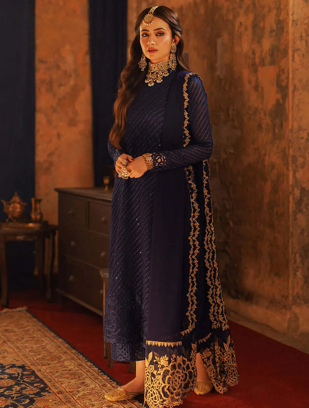 Azure Aqua Serene  Embroidered Chiffon 03 Piece Suit - Ready To Wear