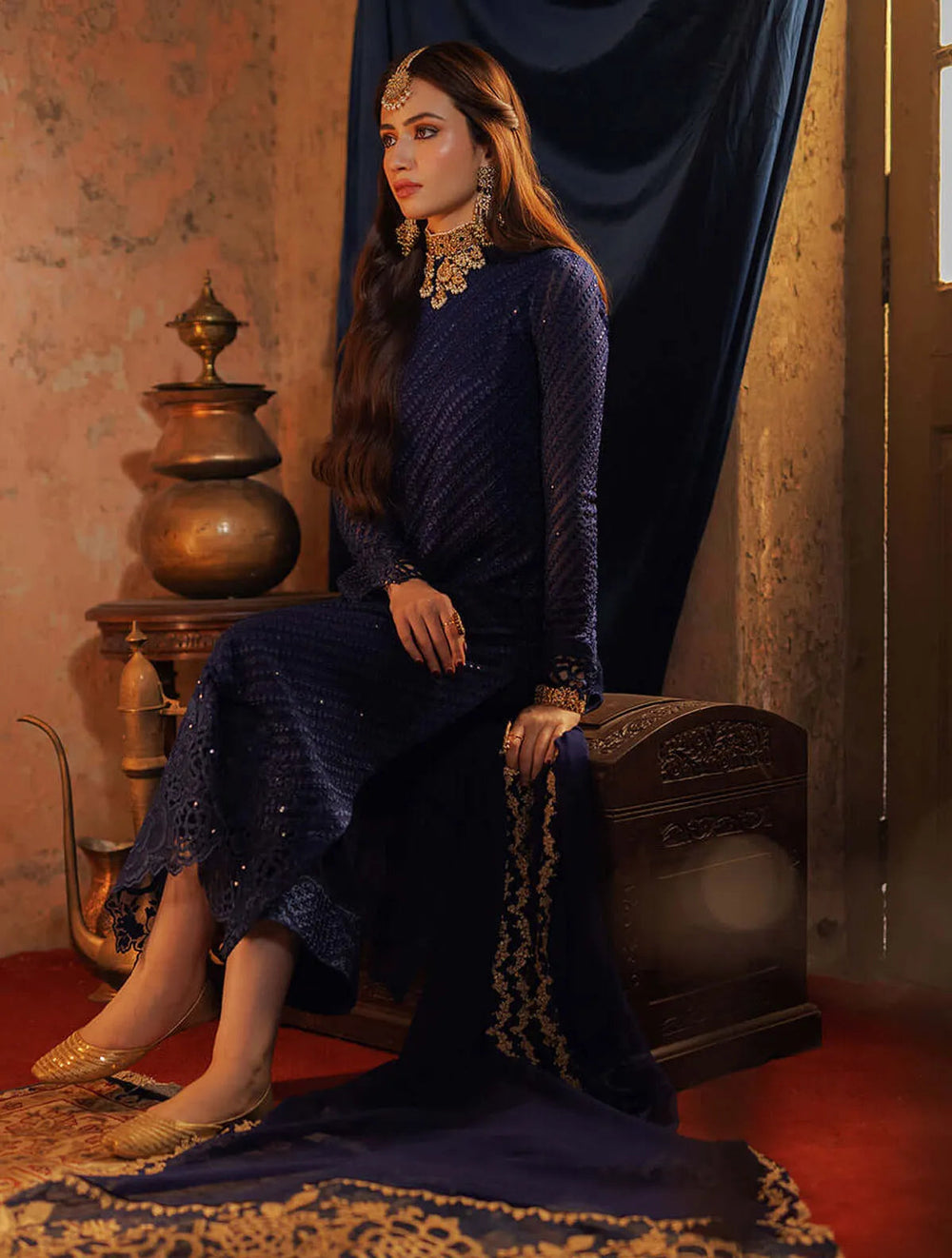 Azure Aqua Serene  Embroidered Chiffon 03 Piece Suit - Ready To Wear