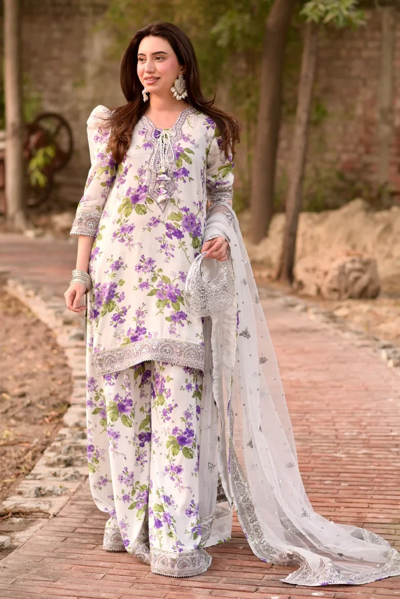 Aneelas Embroidered Lawn 3 Piece suit - Ready To Wear