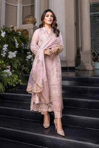 The Dusty Lavender Grace: Embroidered Chiffon 3 Pcs Suit - Ready To Wear