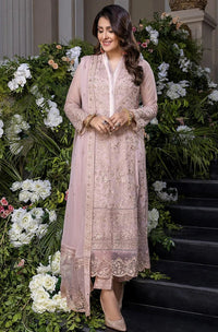 The Dusty Lavender Grace: Embroidered Chiffon 3 Pcs Suit - Ready To Wear