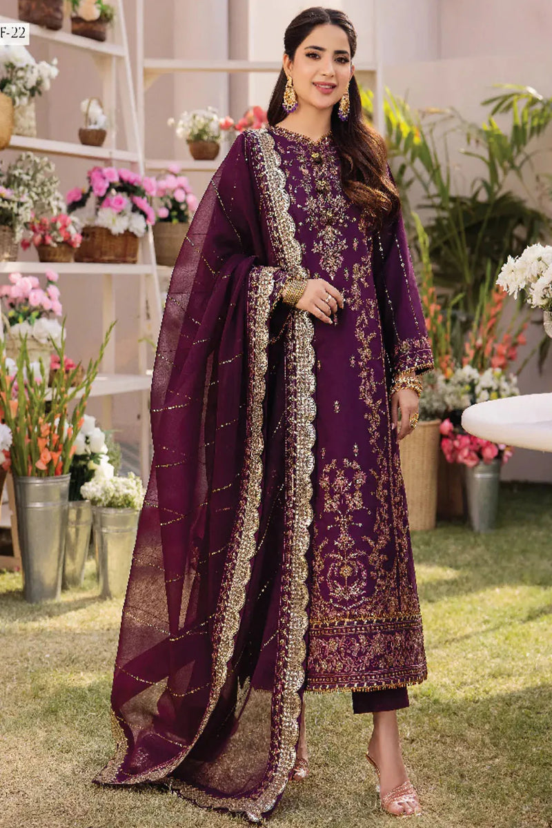 Dhanak Rang by Asim Jofa Embroidered Ciffon 03 Peace  Suit - Ready To Wear