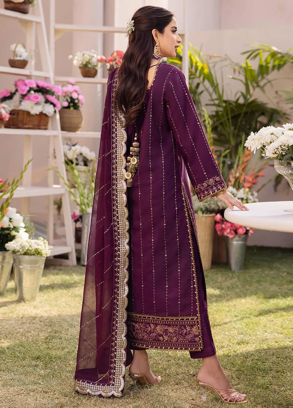 Dhanak Rang by Asim Jofa Embroidered Ciffon 03 Peace  Suit - Ready To Wear