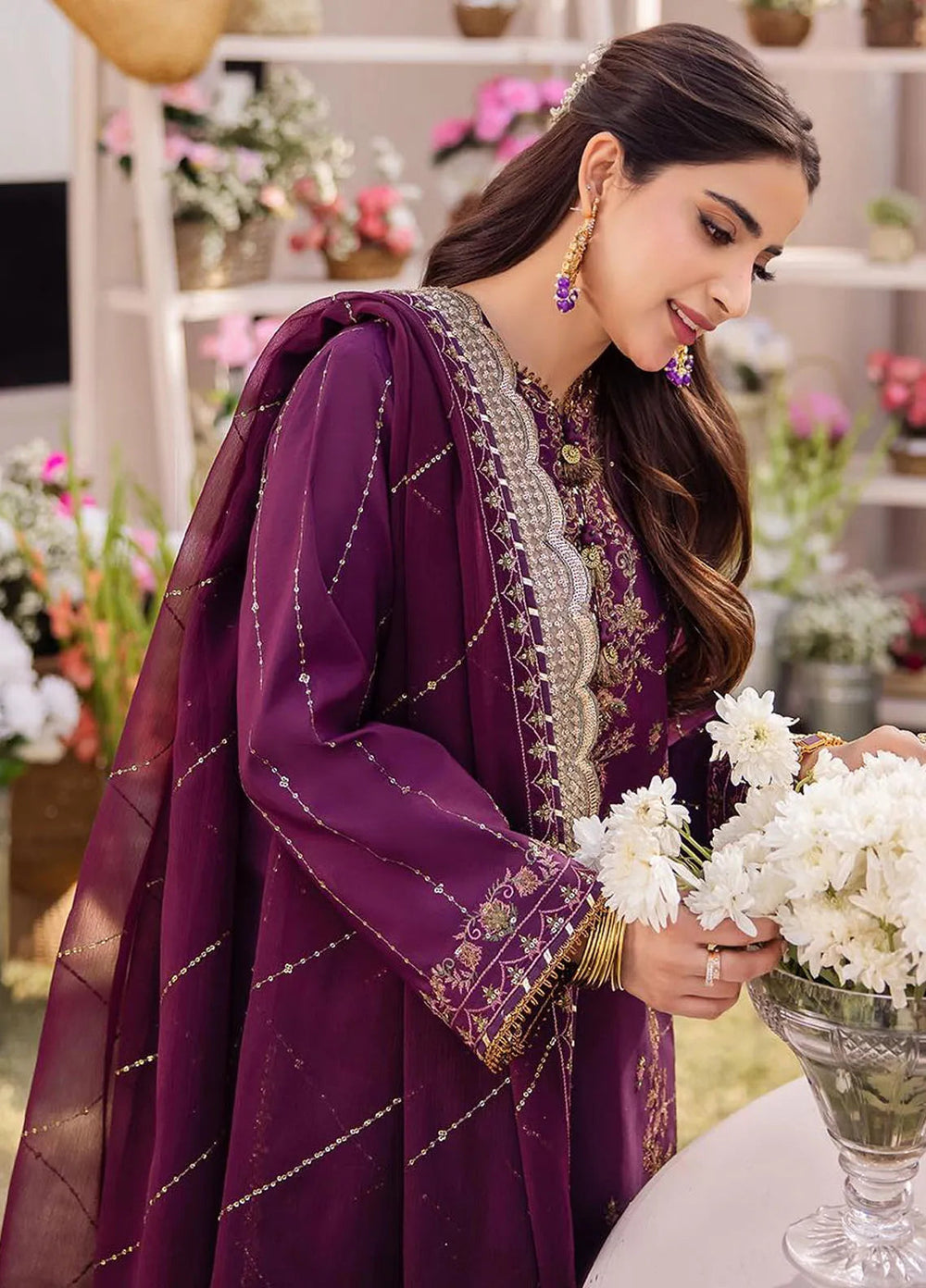 Dhanak Rang by Asim Jofa Embroidered Ciffon 03 Peace  Suit - Ready To Wear