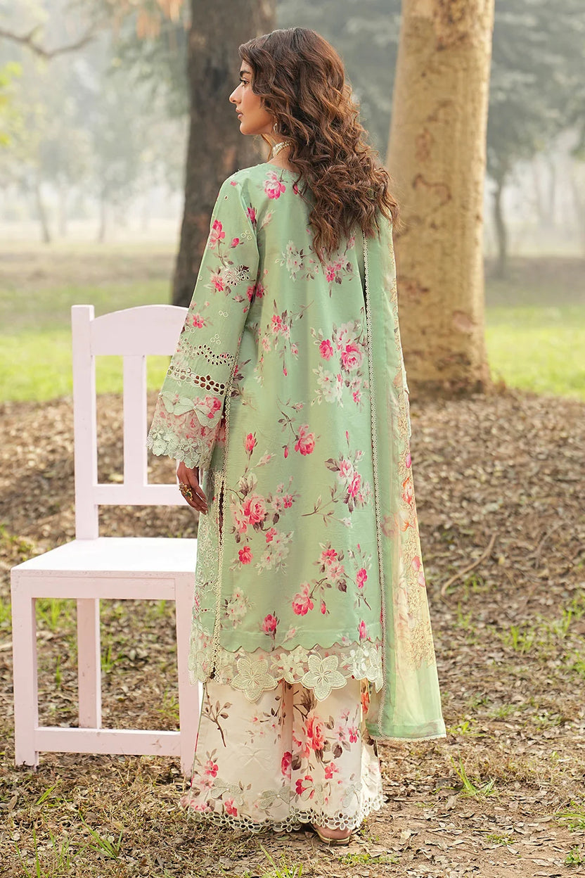 Pastel Mint & Blush Floral: Printed Lawn 03 Peace Suit - Ready To Wear