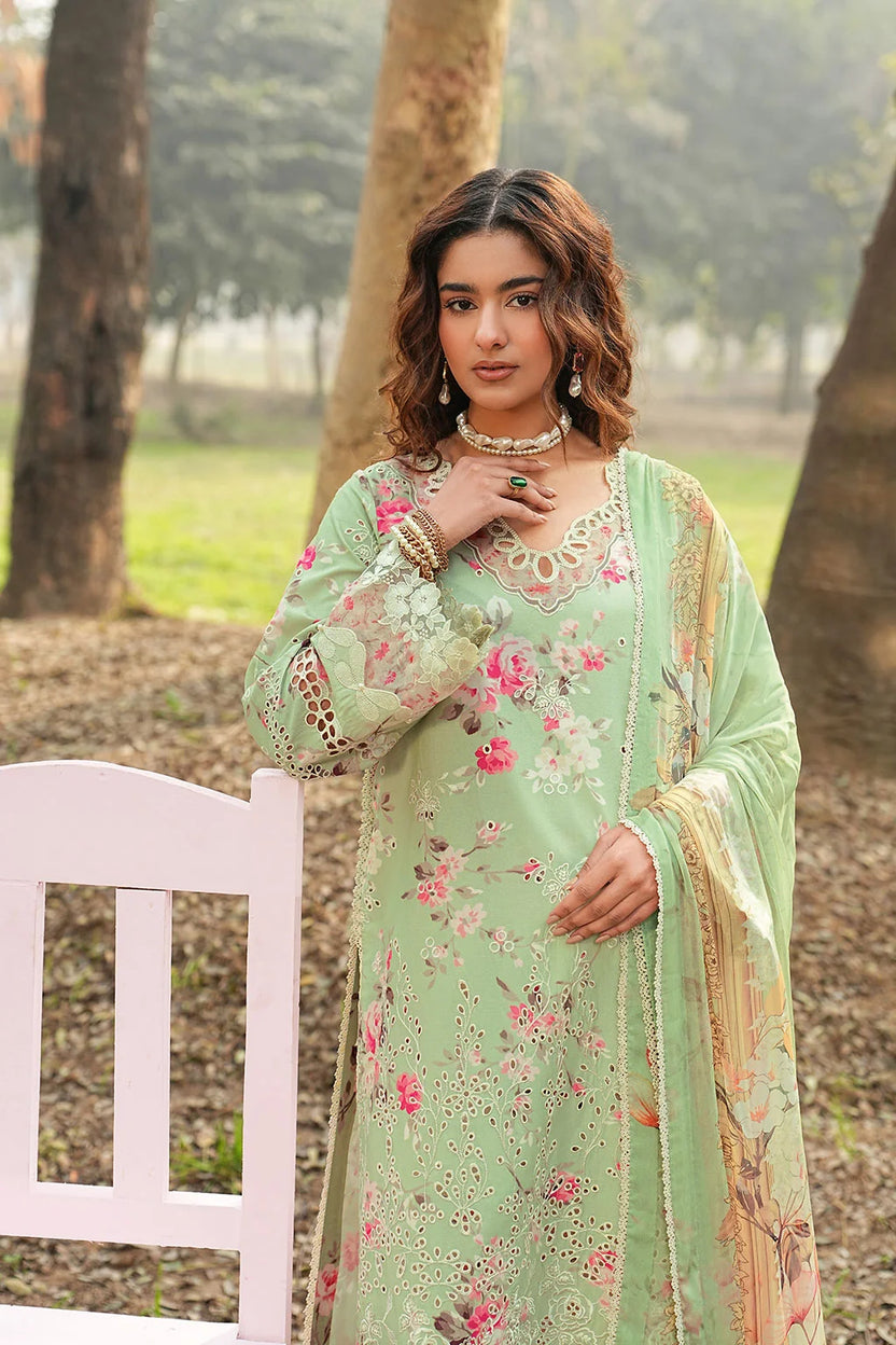 Pastel Mint & Blush Floral: Printed Lawn 03 Peace Suit - Ready To Wear