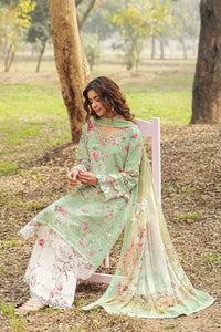 Pastel Mint & Blush Floral: Printed Lawn 03 Peace Suit - Ready To Wear