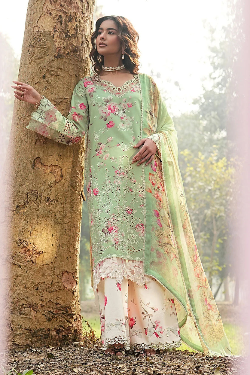 Pastel Mint & Blush Floral: Printed Lawn 03 Peace Suit - Ready To Wear