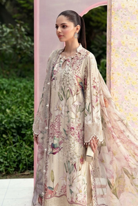 03-Piece Embroidered Printed Lawn Suit With Chiffon Dupatta | Ready To Wear