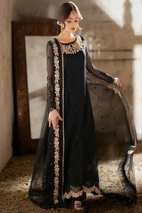 Azure Midnight  Embroidered Ciffion 03 Piece Suit- Ready To Wear