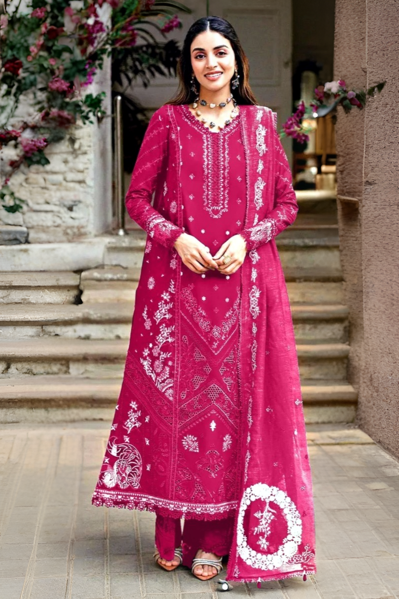 03-Piece Lawn Suit With organza Dupatta | Ready To Wear