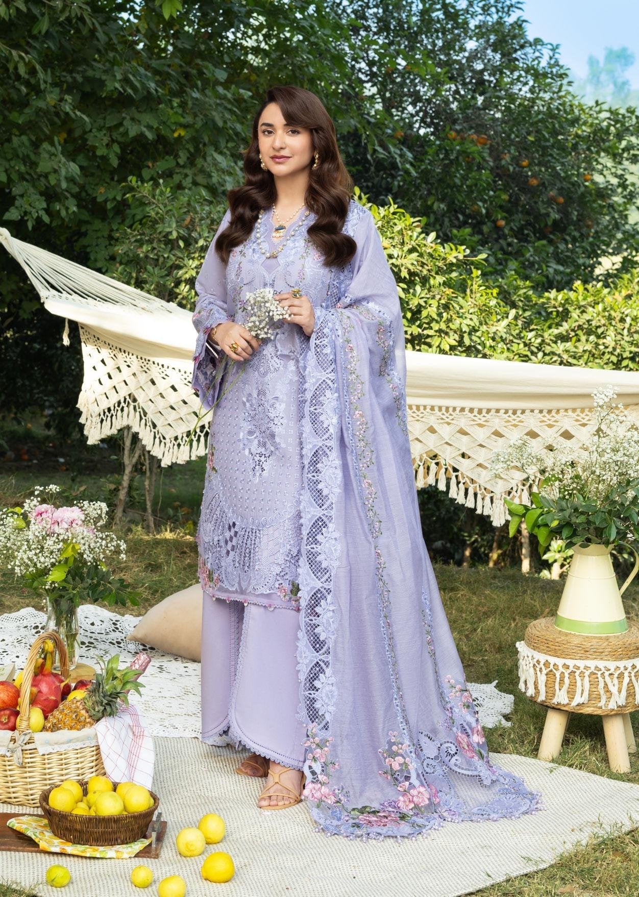 03-Piece Embroidered Lawn Suit With Jacquard Dupatta | Ready To Wear