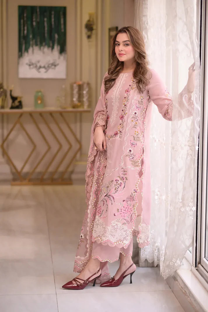 03-Piece Cotton Suit With Chikankari Embroidery - Ready To Wear