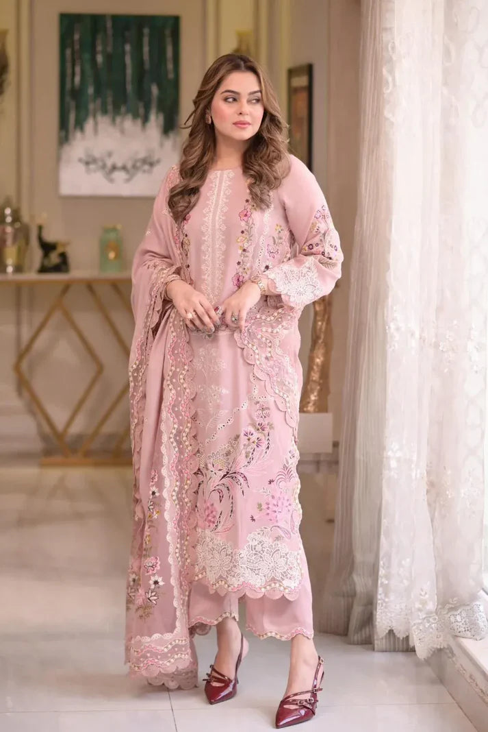 03-Piece Cotton Suit With Chikankari Embroidery - Ready To Wear
