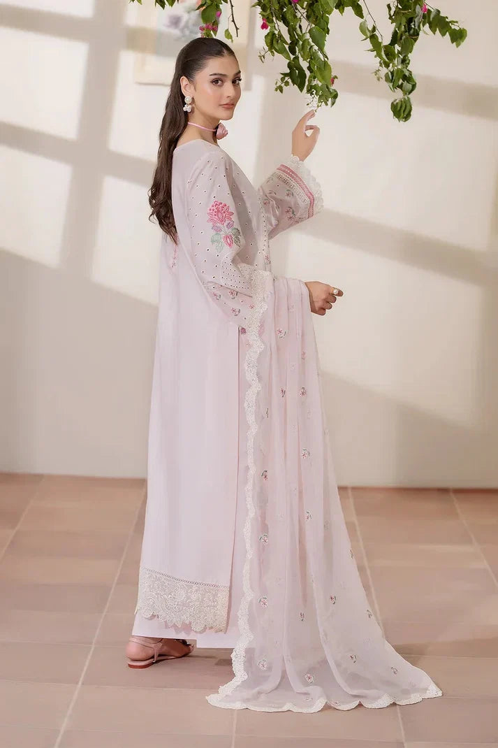 03-Piece Lawn Suit With Organza Dupatta | Ready To Wear