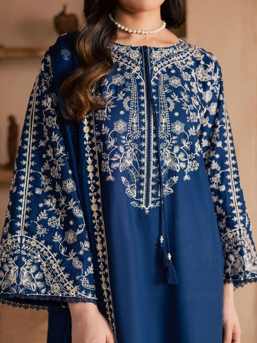 Navy Blue & Ivory Contrast  Egyptian Cotton 03 Peace Suit - Ready To Wear