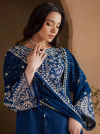 Navy Blue & Ivory Contrast  Egyptian Cotton 03 Peace Suit - Ready To Wear