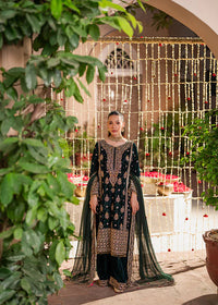 Haseens Velvet hand Embellished & Embroidered 3 Piece Suit - Ready To Wear