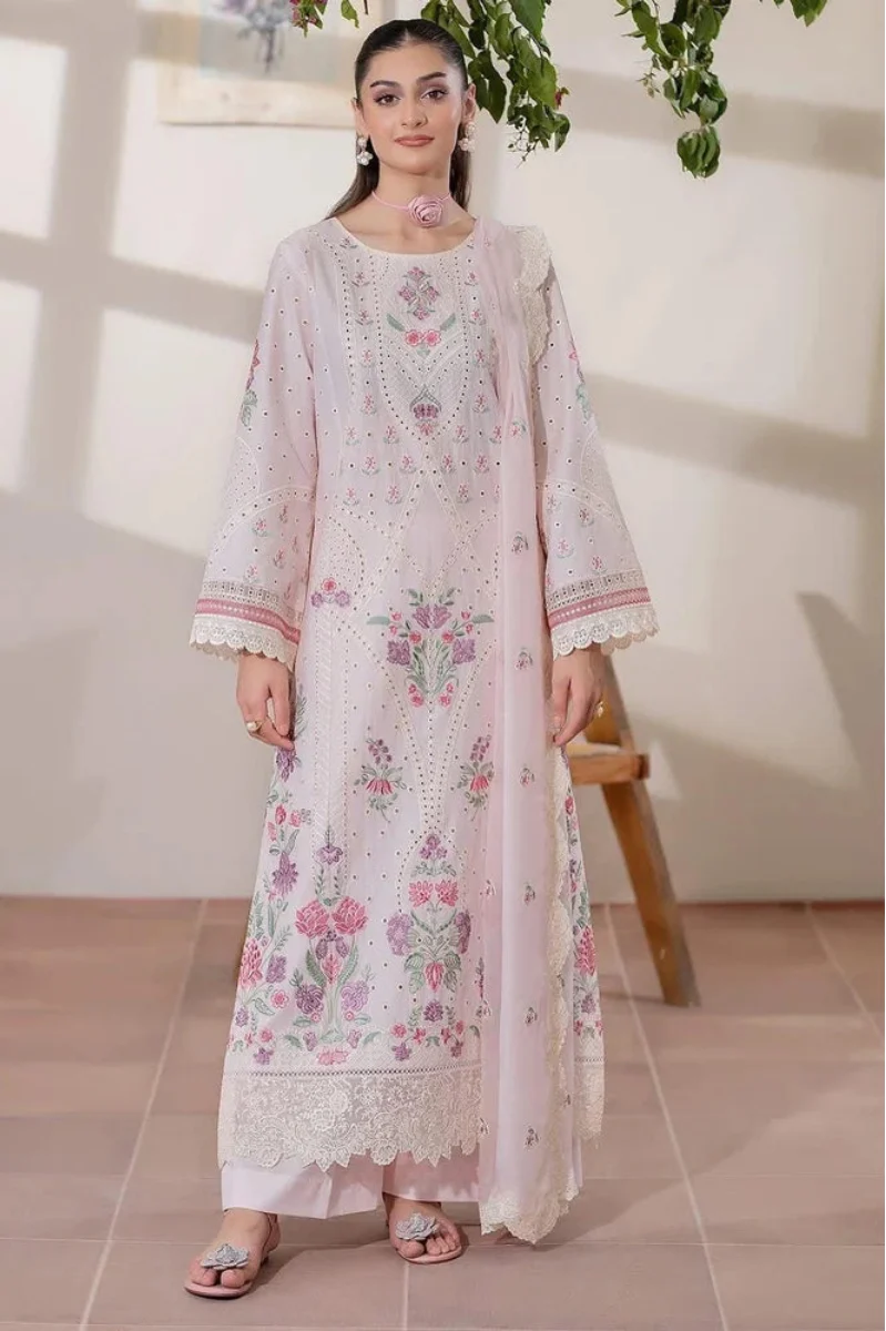 03-Piece Lawn Suit With Organza Dupatta | Ready To Wear