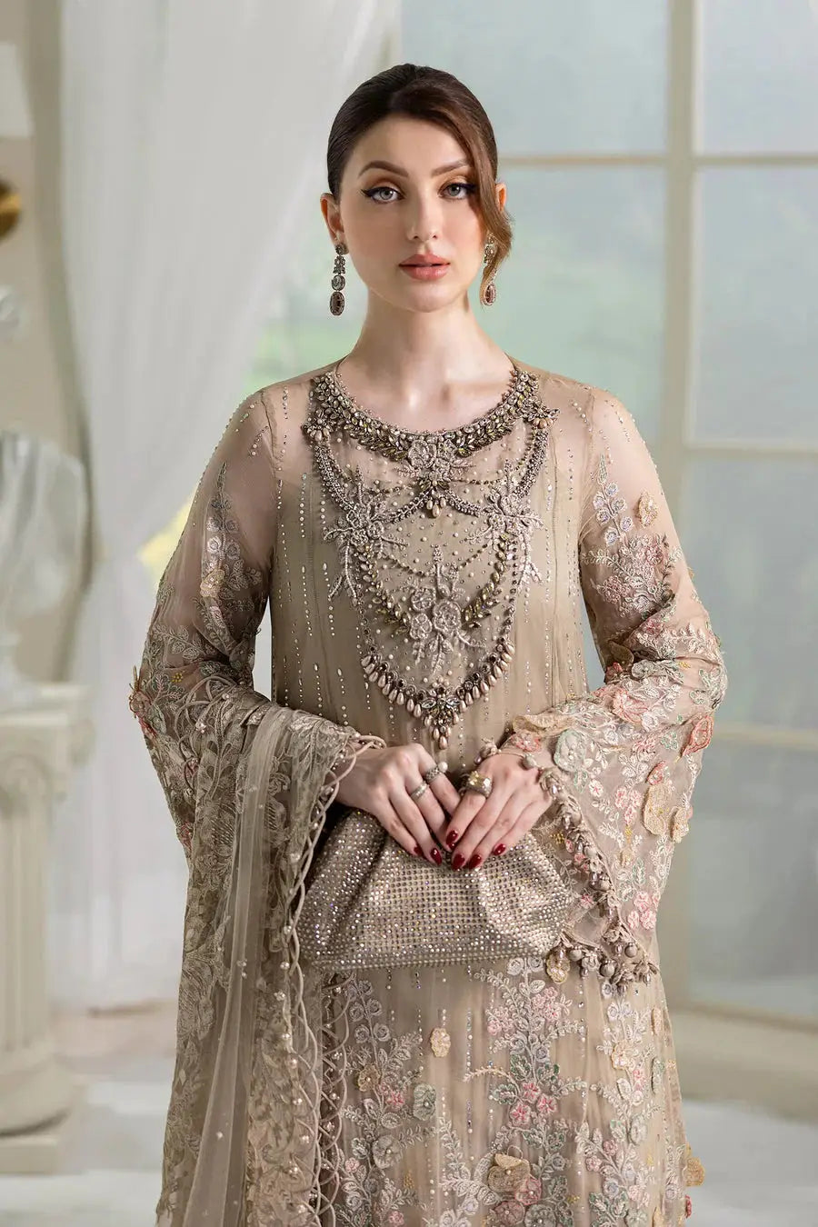 Maria B Luxury Heavy Embroidered Ciffion 03 Peace Suit - Ready To Wear