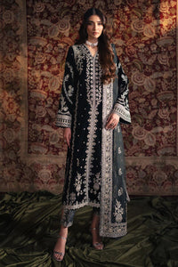 Jet Black & Silver Embroidered Velvet Suit - Ready To Wear