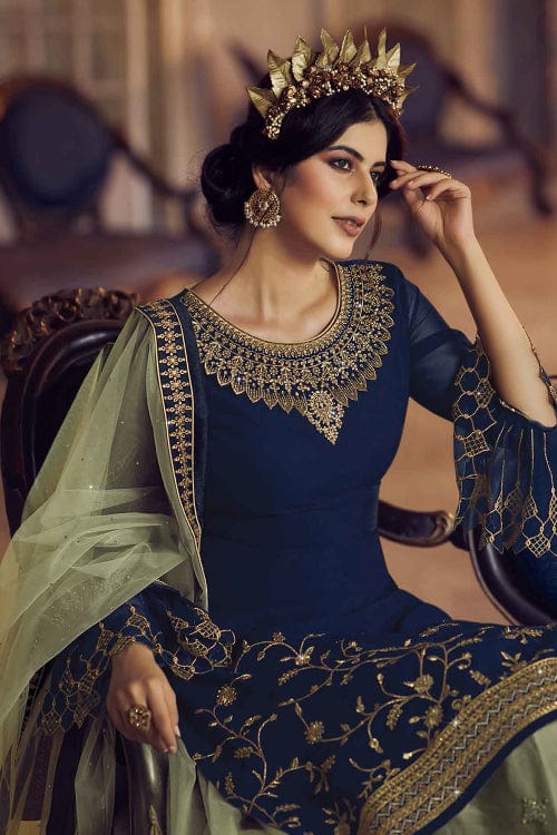 03  peace Luxury Heavy Embroidered Ciffion Mesuri Dress - Ready To Wear