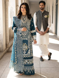 03-Piece Embroiedred Cotton Suit With Net Dupatta - Ready To Wear