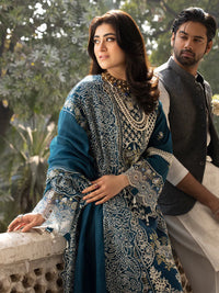 03-Piece Embroiedred Cotton Suit With Net Dupatta - Ready To Wear