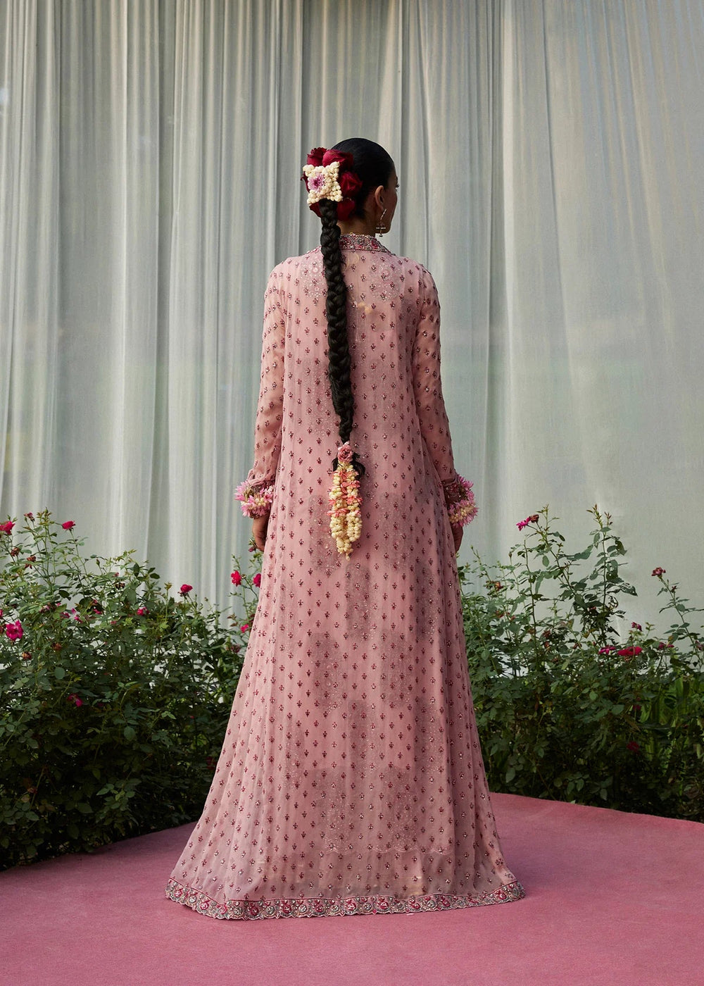 Hussain Rehar Chiffon Embrodiered Gharara Dress - Ready To Wear