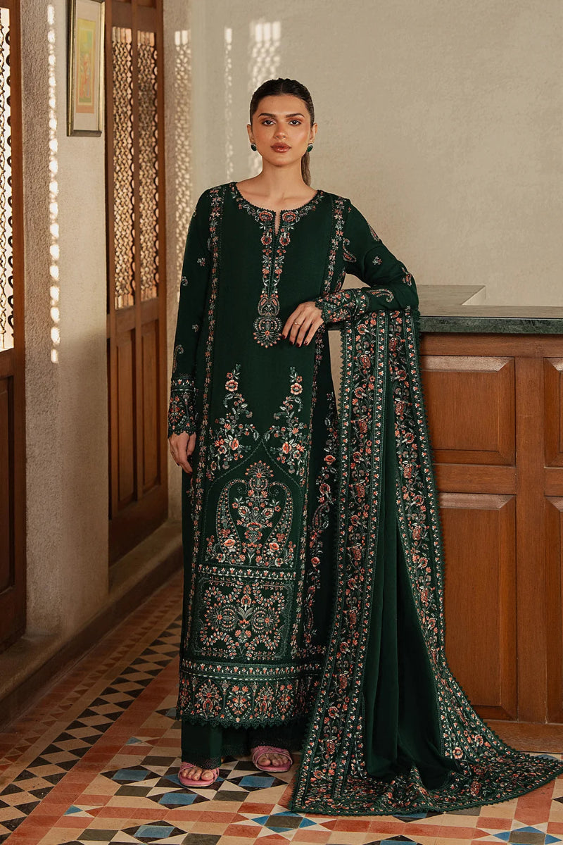 Forest Green & Multi-Color: Embroidered Lawn Suit -  Ready To Wear