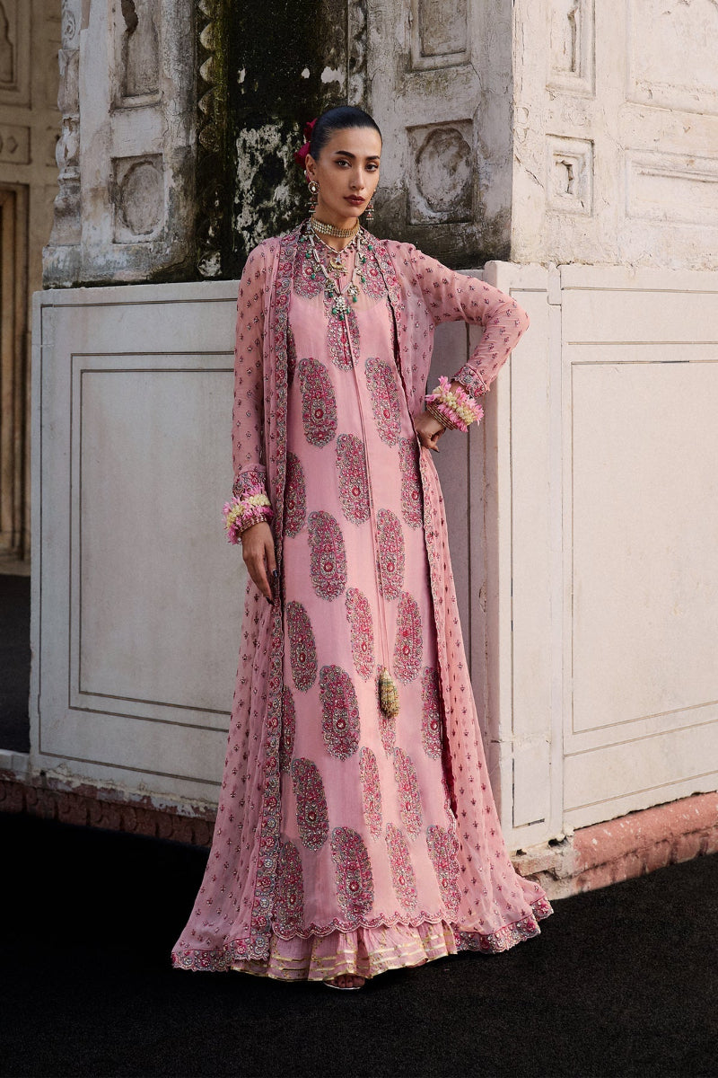 Hussain Rehar Chiffon Embrodiered Gharara Dress - Ready To Wear