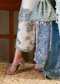 Hussain Rehar Raw Silk Embroidered 03 Piece Suit - Ready To Wear