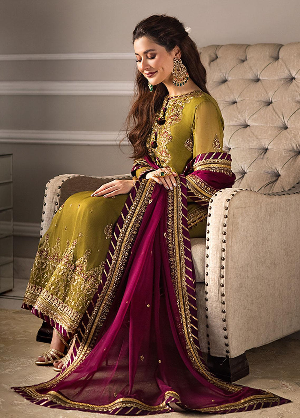 Zari Sitara By Asim Jofa Embroidered Ciffion 03 Peace Suit - Ready To Wear